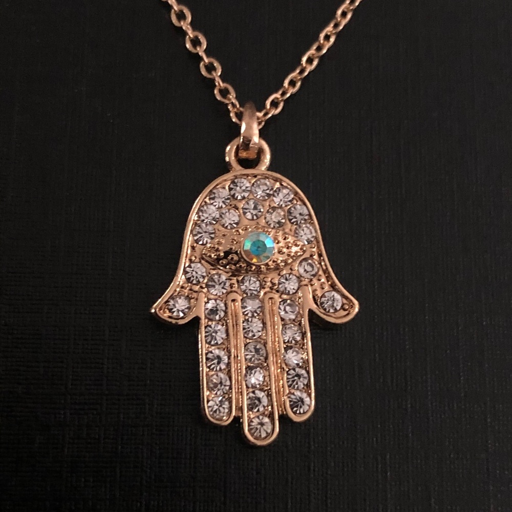 Hamsa Necklace with Stones